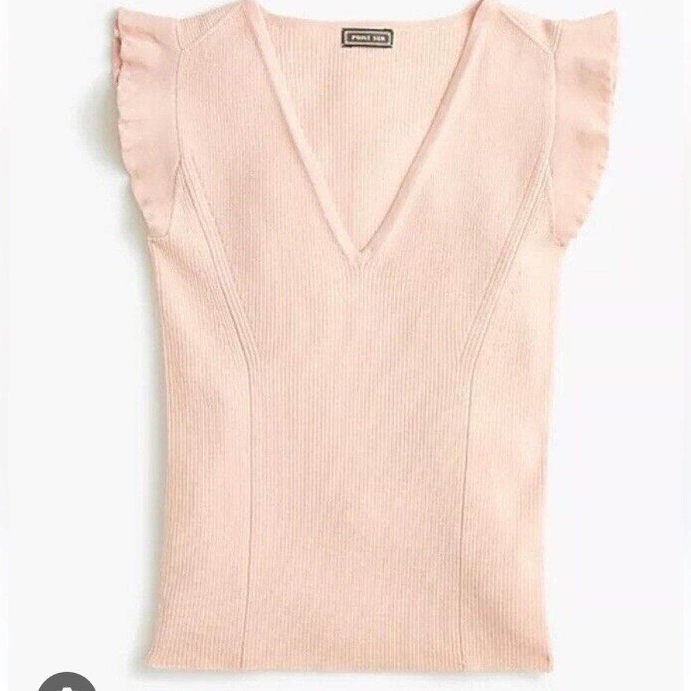 J.Crew Point Sur Merino Wool Ruffle Tank Sweater Light Pink, Size small